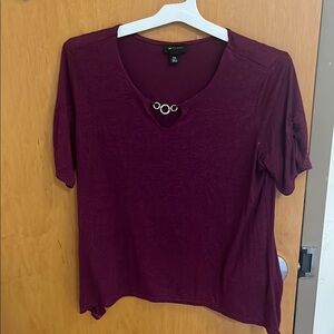 Women's Burgundy Top with Ring Detail